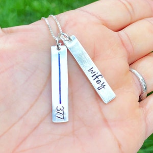 Blue Line Jewelry , Blue Line Wifey Necklace , Blue Line Necklace , Police Life, Natashaaloha, Christmas Gifts For Her, Personalized Bar