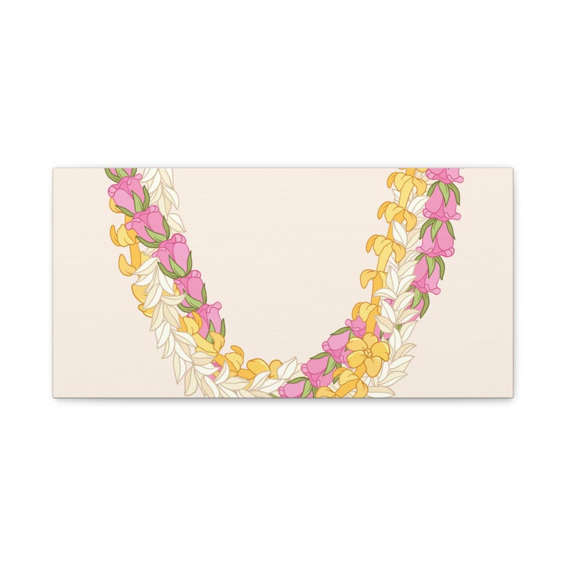 Puakenikeni Lokelani Maile Lei Arte havaiana em tela fosca imagem 6