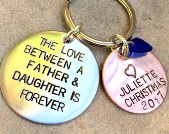 The Love Between A Father And Daughter Is Forever, Personalized Keychains, Father Daughter Gifts, natashaaloha