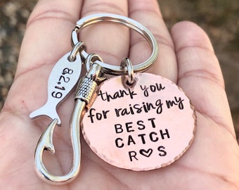 Thank you for raising my best catch, Fishing Keychain, Wedding Gifts, Personalized Fishing Keychain , Natashaaloha