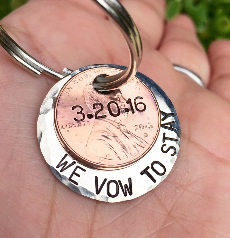 Penny Keychain We Vow To Stay Wedding Keychain 