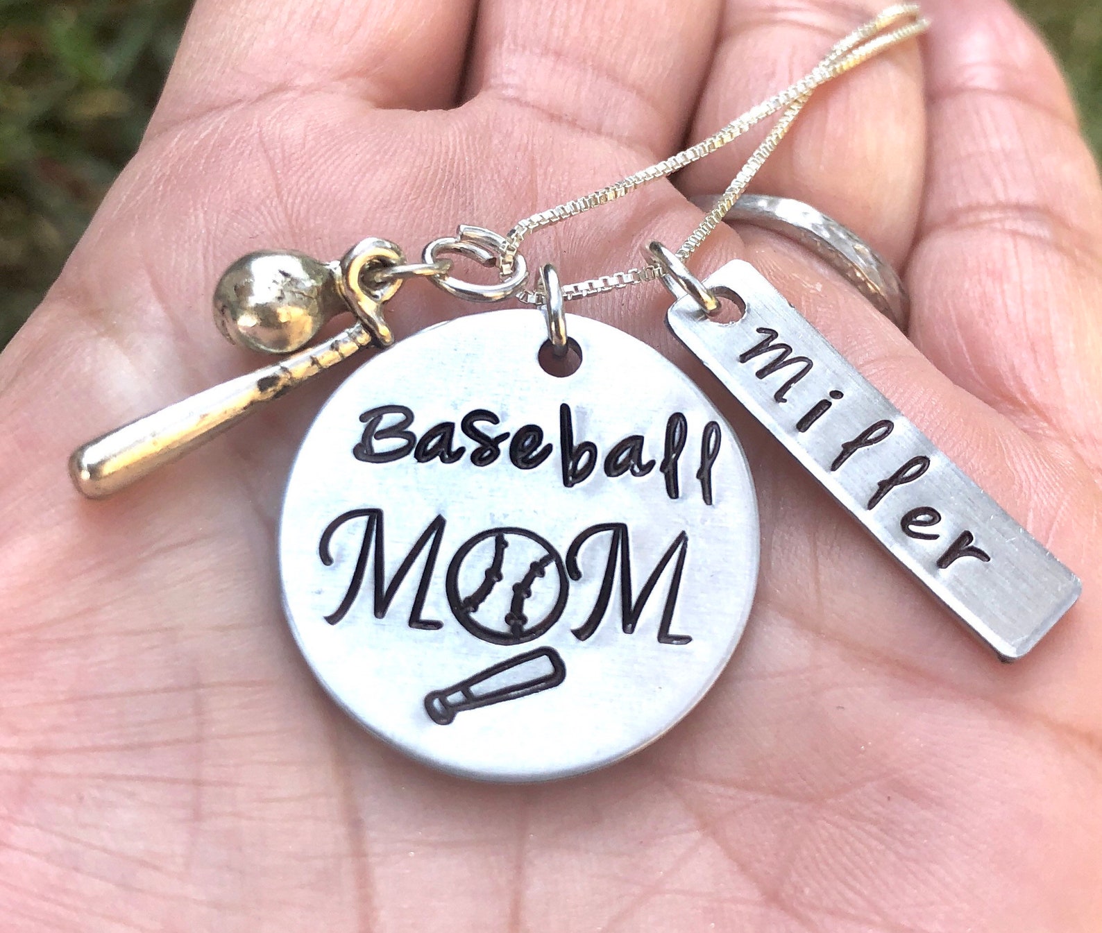 Personalized Baseball Mom Necklace Baseball Necklace Hand Etsy