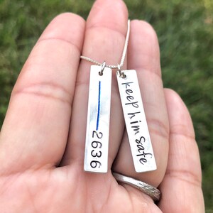 Thin Blue Line, Keep Him Safe, Blue Line Jewelry , Red Line, Valentine Gifts For Her, Blue Line Necklace , Police Life, Natashaaloha