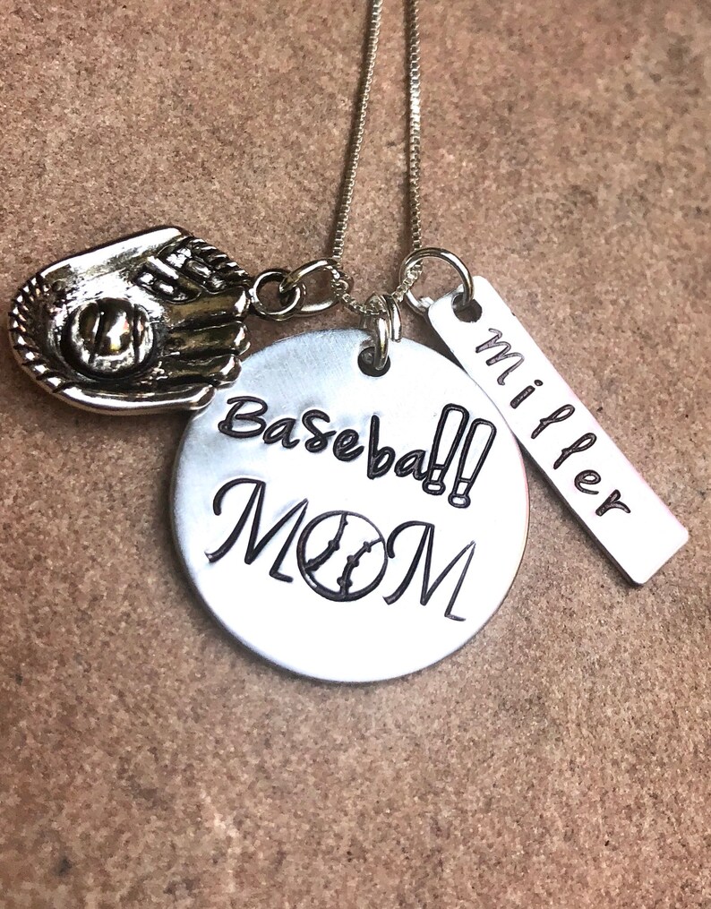 Personalized Baseball Mom Necklace Baseball Necklace Hand Etsy