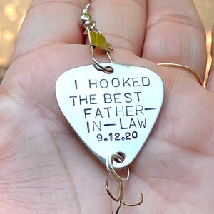 Father In Law, Fishing Lure, Gifts For Him, Father Of The Groom, Personalized Fishing Lure, Fishing,Hand Stamped Fishing Lure, natashaaloha,