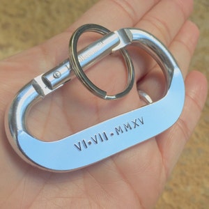 Boyfriend Gift, Carabiner, Personalized Carabiner, Hand Stamped Carabiner, Anniversary Gift, Valentine Gift For Him