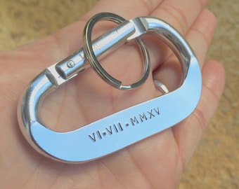 Boyfriend Gift, Carabiner, Personalized Carabiner, Hand Stamped Carabiner, Anniversary Gift, Valentine Gift For Him