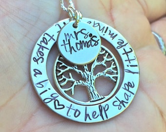 Leraar gift, it takes a big heart to help shape little minds ketting, leraar geschenk, leraar waardering, leraar dank u geschenk