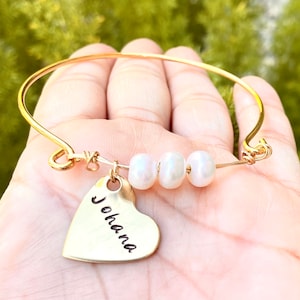 Valentine Gifts For Her, Pearl Bangle, Hawaiian Jewelry, Hawaiian Bangle, Gifts For Mom, Hawaiian Bracelets, natashaaloha