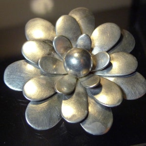 Vintage Convertible Wear as Pendant or Brooch Sterling Silver Flower by F. Balladares B Taxco 77-046 image 1