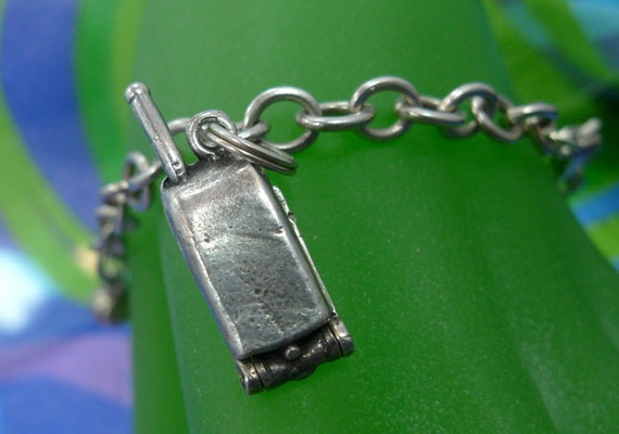 Vintage Sterling Silver Starter Charm Bracelet w/… - image 2