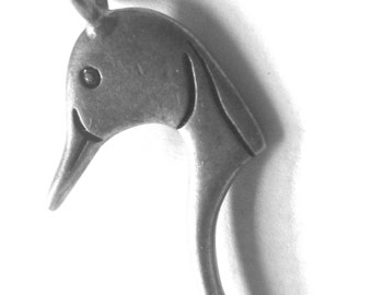 Vintage Sterling Silver Mallard Duck Pendant ~~ Designer Signed By GdL  [24905]