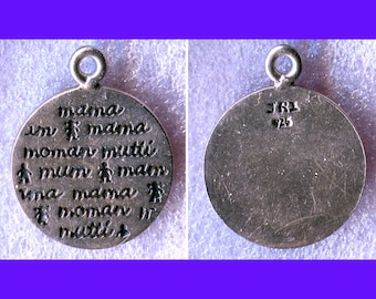 Vintage Sterling Charm that Reads "Mother" in Several Languages ~~ Any Day Gift for Mother ~~ Signed JRI #21703