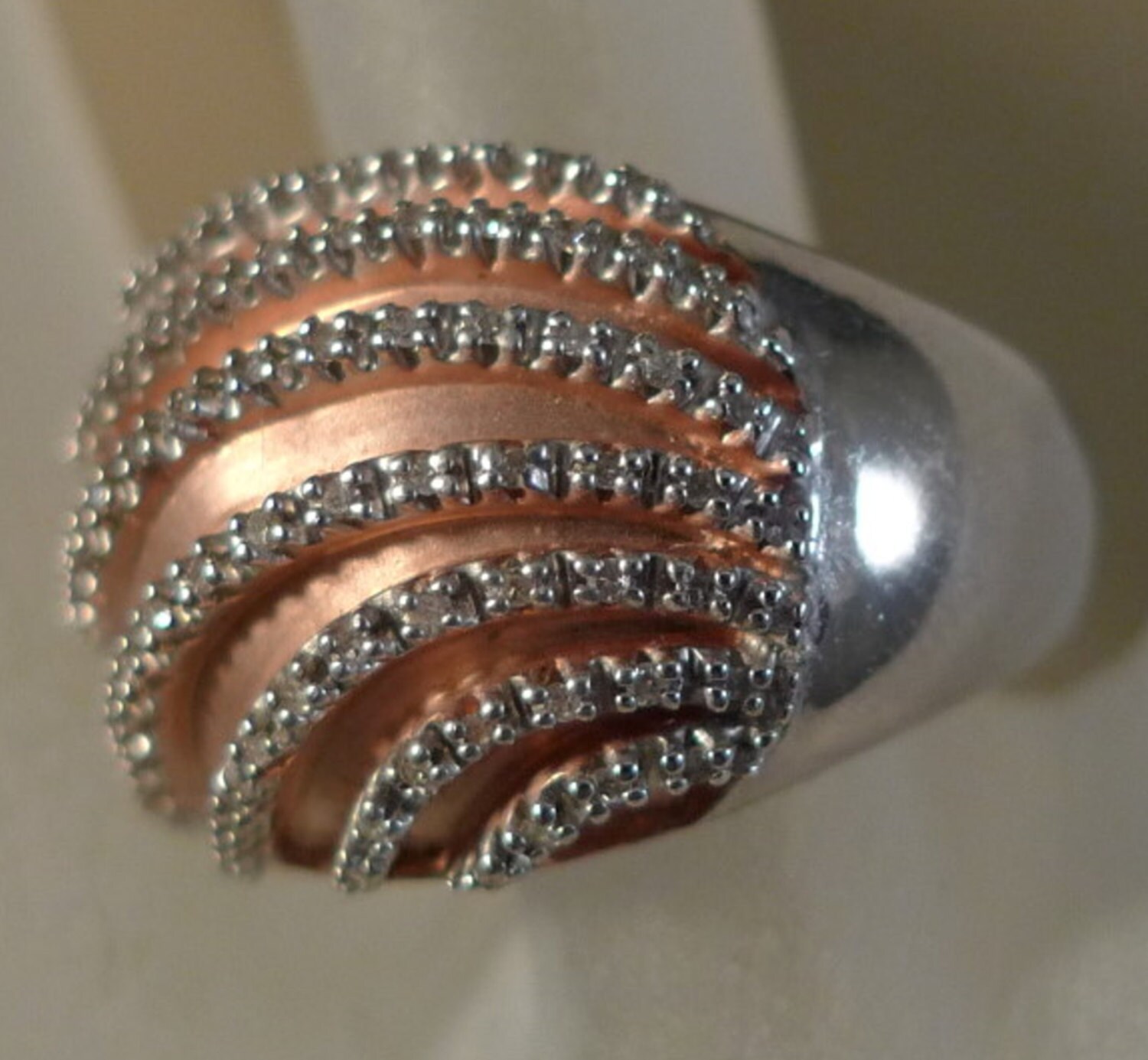 Size 8 Ring Sterling Silver Signed JWBR W/ Diamonds UNUSUAL Etsy UK