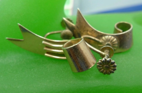 Earrings [88018] Screw Back Vintage Gold Vermeil … - image 1