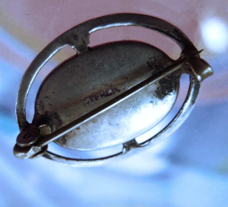 Vintage Sterling Silver 22mm Abalone Blister Brooch Very Unique Fascinating Pin #TSY.77010