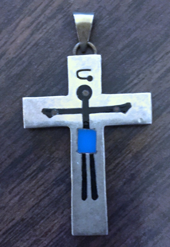 Cross Pendant w/ Jesus Crucifix : Unusual Sterlin… - image 1