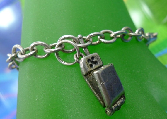 Vintage Sterling Silver Starter Charm Bracelet w/… - image 1