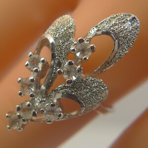 Size 8 Ring : Sterling Silver Art Deco Cocktail Clear Rhinestone signed U for Uncas Mfg. 9902 image 2