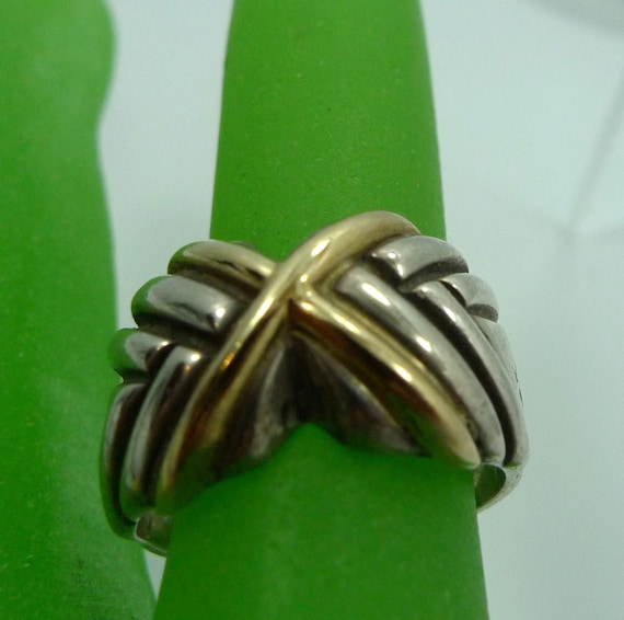 Size 5.5 Ring : Sterling 925 Silver and 14K Yello… - image 1
