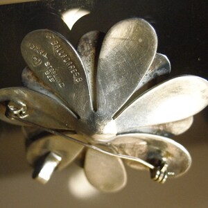 Vintage Convertible Wear as Pendant or Brooch Sterling Silver Flower by F. Balladares B Taxco 77-046 image 3