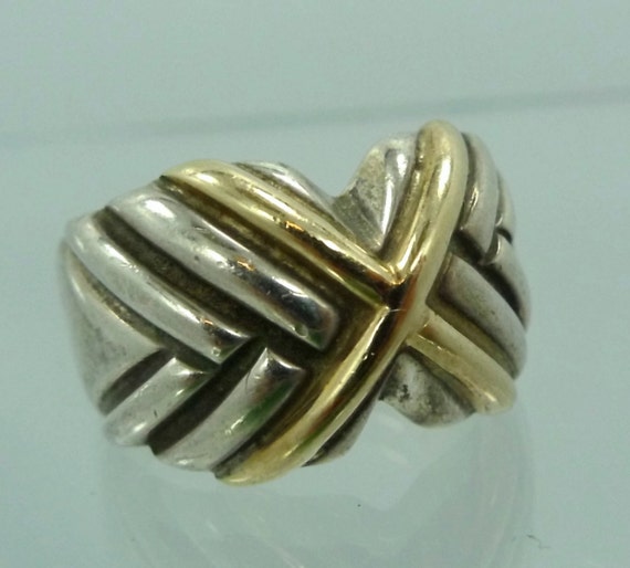 Size 5.5 Ring : Sterling 925 Silver and 14K Yello… - image 3