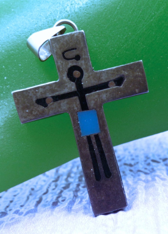 Cross Pendant w/ Jesus Crucifix : Unusual Sterlin… - image 3