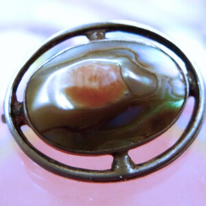Vintage Sterling Silver 22mm Abalone Blister Brooch Very Unique Fascinating Pin #TSY.77010