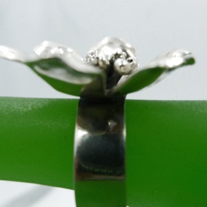 Size 6.5 Ring : Vintage Sterling 925 Silver 6 Petal Wild Flower signed AF image 3