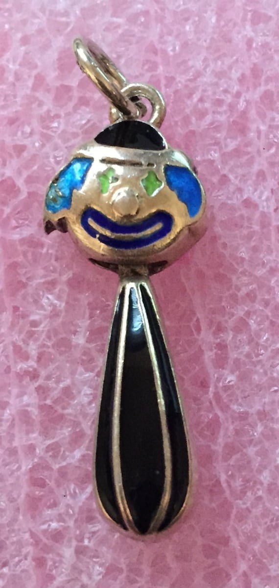 Vintage Clown : Colorful Enamel On Silver Articula