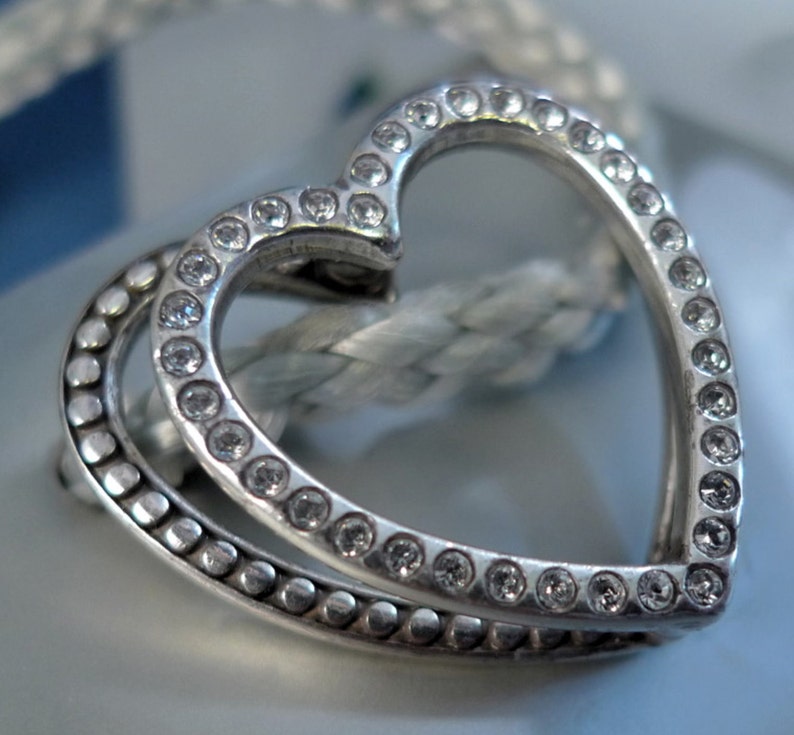 Vintage Retired Silver Brighton Double Rhinestone Heart Etsy