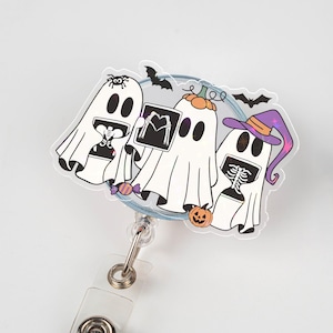 Bobine d&#39;insigne fantôme de radiologie, insigne Halloween Rad Tech, clip pour étiquette d&#39;identification radiologue, joli cadeau d&#39;Halloween