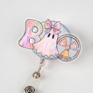 Boo Radiologie Abzeichen Reel, Halloween Rad Tech Badge, Radiologe ID Tag Clip, Süßes Halloween Geschenk