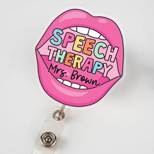 Speech Therapy Custom Name Badge Reel, SLP Badge Reel, Custom SLP Name Tag Clip, Speech Pathologist Gifts