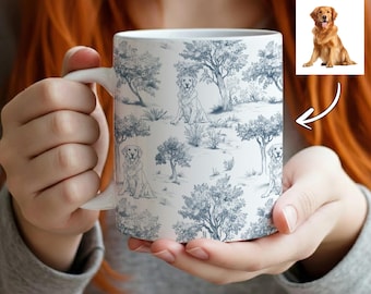 Haustier Porträt Toile De Jouy Becher, Chinoiserie Hundetasse