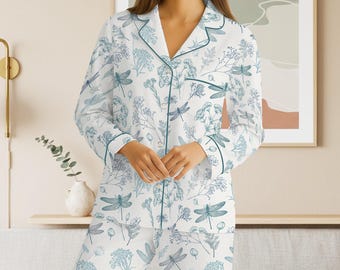Dragonfly Toile De Jouy Women Pajamas Set