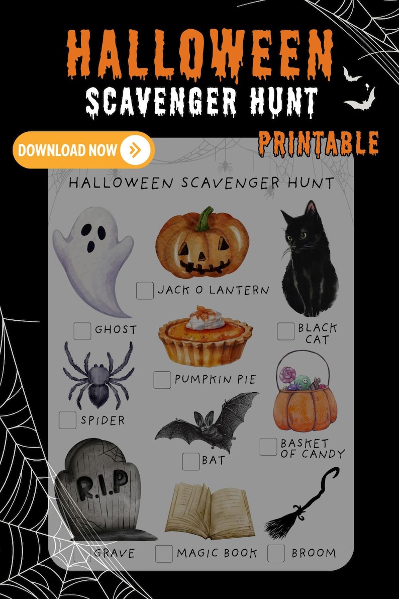 Printable Halloween Scavenger Hunt for Kids: Family Treasure Hunt (PDF ...