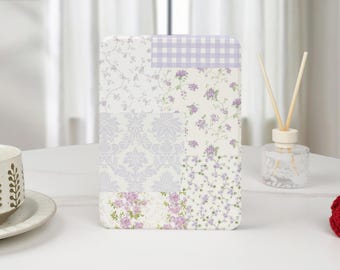 Purple Flowers Collage Retro Kindle Case with Hand Strap for 2024 Paperwhite 12th Gen Kindle 12th/11th/10th Custom Clear Back Kindle Cover