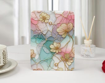 Stained Glass Flowers Custom Kindle Case with Hand Strap for 2024 Paperwhite 12th Gen Kindle 12th/11th/10th Gen Clear Back Kindle Case Cover