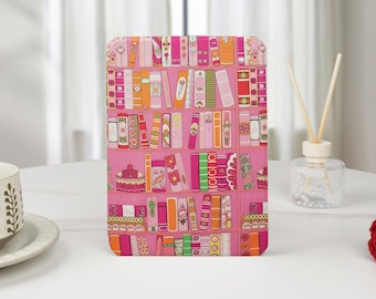 Pink Library Books Custom Kindle Case with Hand Strap for 2024 Paperwhite 12th Gen Kindle 12th/11th/10th Gen Clear Back Kindle Case Cover