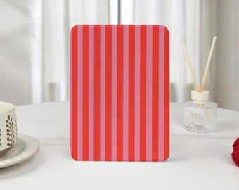 Red Pink Stripes Custom Kindle Case with Hand Strap for 2024 Paperwhite 12th Gen Kindle 12th/11th/10th Gen Clear Back Kindle Case Cover