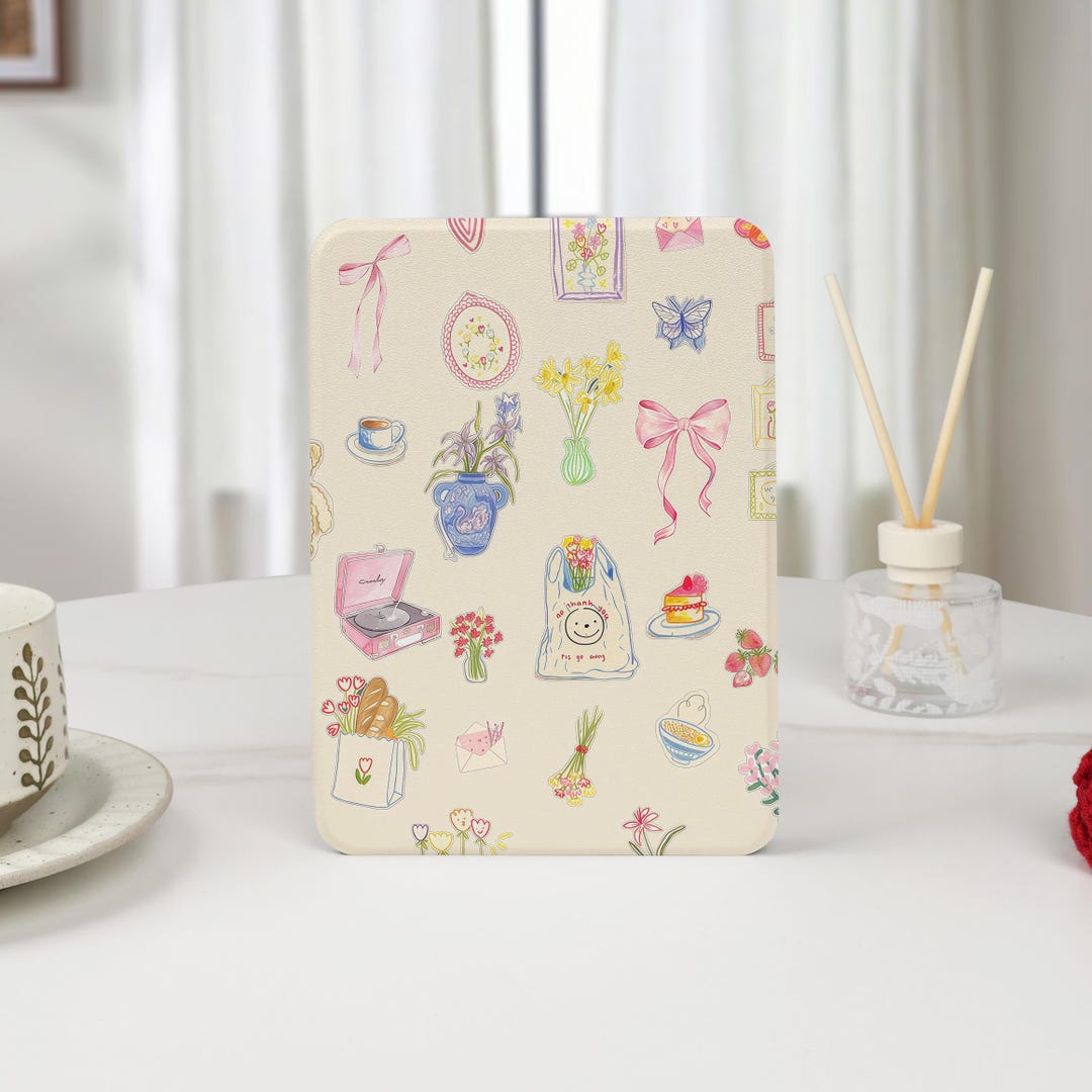Girly Daily Doodles Bow Kindle Case With Hand Strap for 2024 Paperwhite ...
