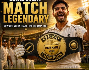 Custom Cricket Champion Belt: Personalized Award Trophy for Tournaments