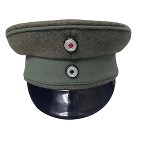Handmade WWI German M1910 Officer Visor Cap: Historical Costume Hat