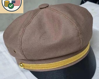Vintage 1950s Motorcycle Style Cap | Handmade Retro Biker Hat | Classic Racing Costume Headwear
