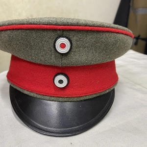 Handmade WWI German M1910 Officer Visor Cap: Historical Reenactment Costume