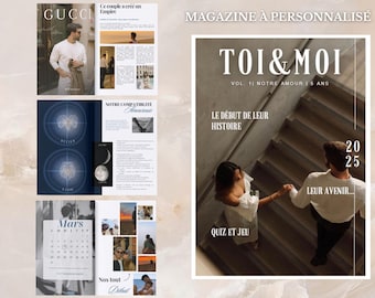 magazine personnalisable, cadeau couple, magazine amoureux, magazine sur mesure couple, cadeau original, livre, album, cadeau personnalisé