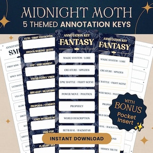 Chiave di annotazione di Moth Midnight in PDF | Guida stampabile per gli amanti del fantasy dark romance gotico