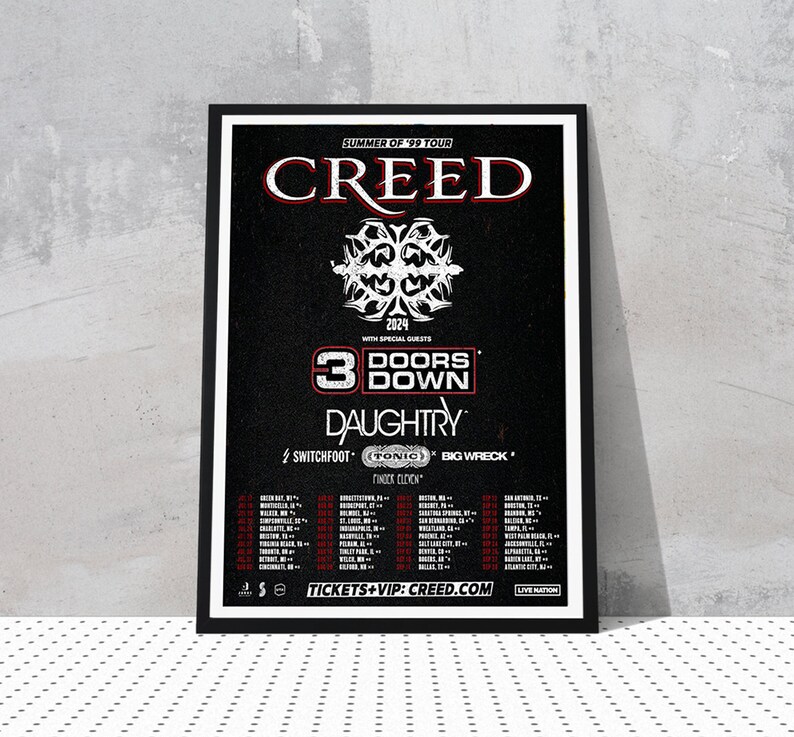 Creed 2024 Summer of 99 Tour Poster, Gift for Fans, 2024 Tour Poster