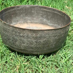 Antique Bronze Bowl: Handmade Rustic Heritage Decor